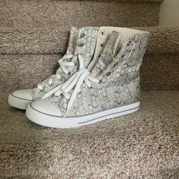 Coach Bonney Shearling Women's High-Top Sneakers - Picture 1 of 7